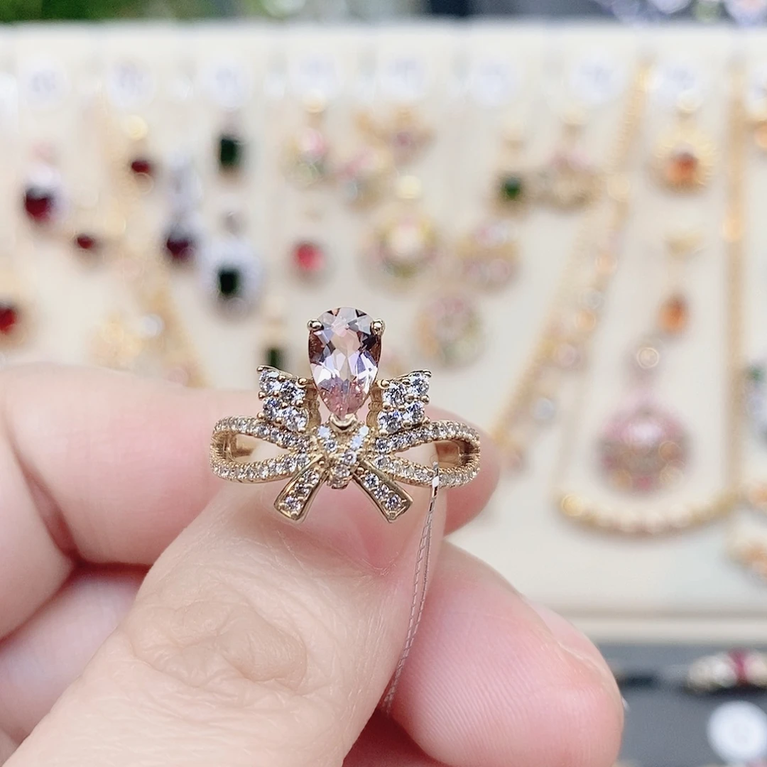 戒指银S925镶嵌绿柱石（摩根石）