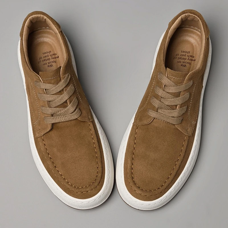 【Npkp&shoe官方】复古厚底板鞋男真皮棕色男鞋子夏季牛皮休闲皮