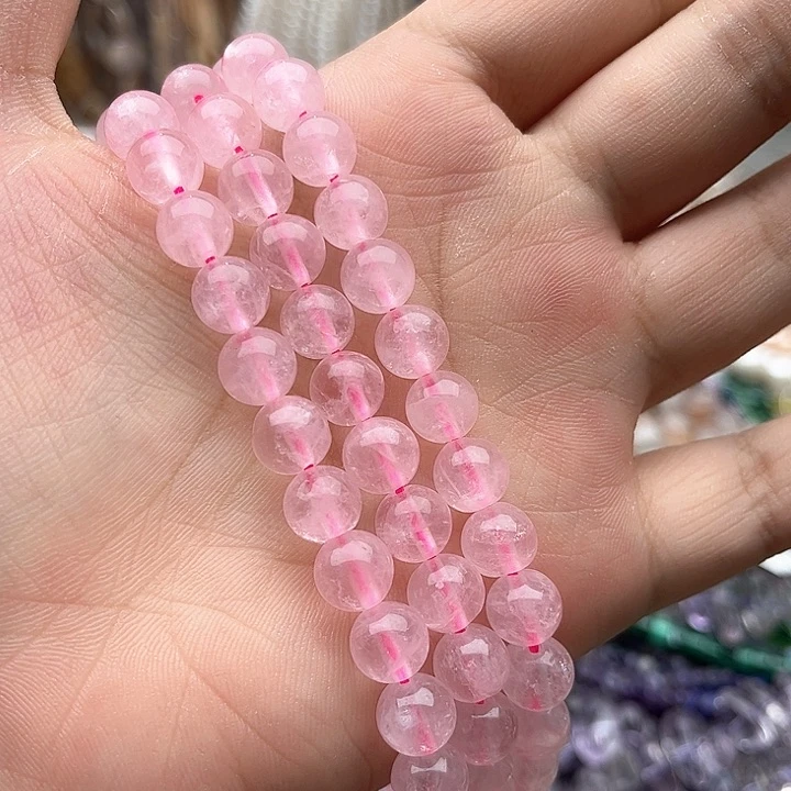 未镶嵌玛瑙/玉髓珠宝半成品一条8mm左右粉晶