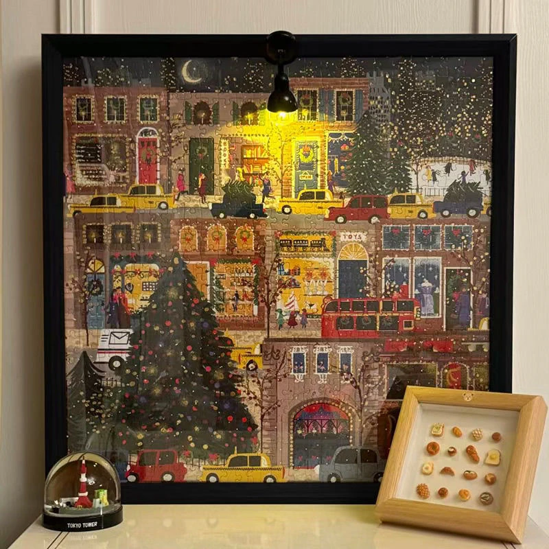 冬灯拼图-500片带金箔圣诞节日之夜成人版解压galison冬灯拼图