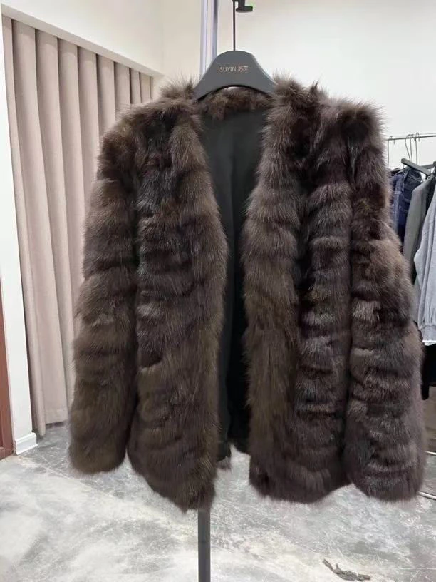 2025冬新真水貂皮草外套俄罗斯拼貂皮草外套女大衣