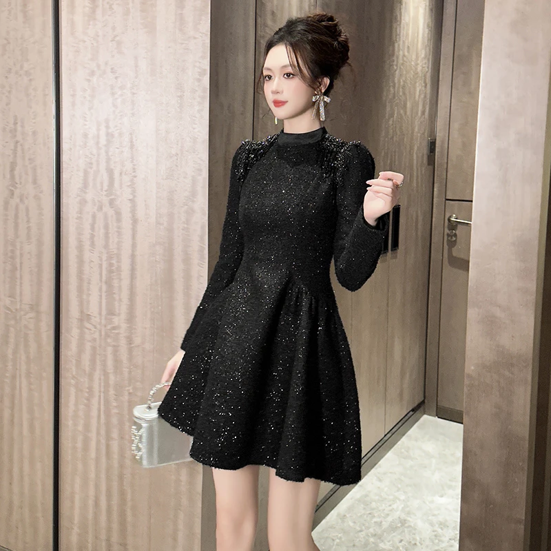 【惠子定制】时尚气质赫本风优雅名媛法式收腰显瘦A字摆连衣裙21628