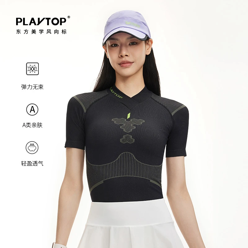 PlayTop骑行穿搭速干t恤腰包短裤组合户外运动压缩短袖徒步登山
