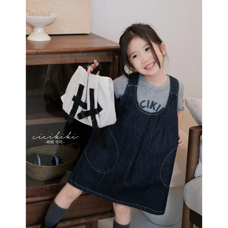 【尼可】2025儿童童装春夏时尚百搭洋气牛仔背心裙 熙熙可可BXQ2502