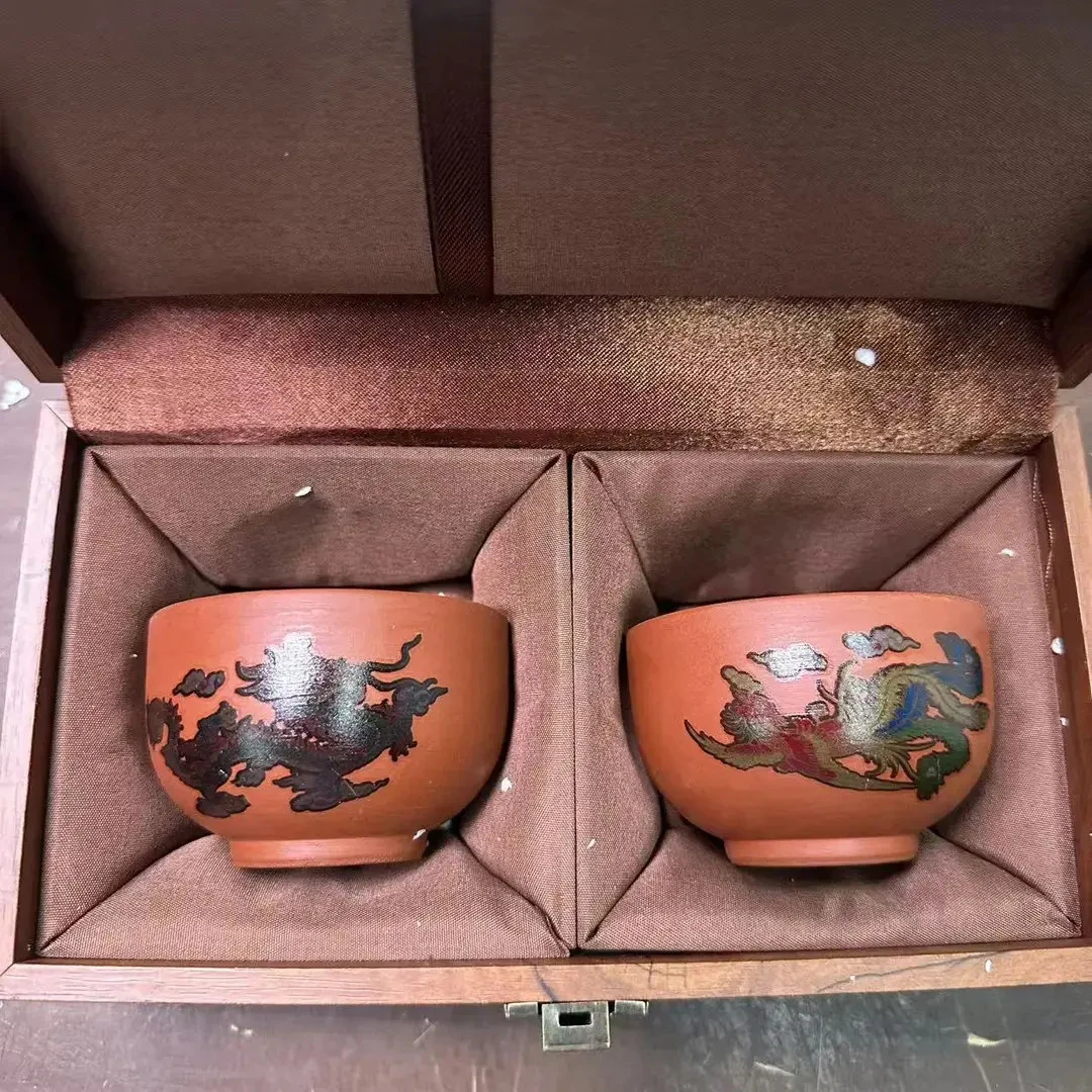 【闪购链接】紫砂龙凤对杯茶杯主人杯遇水变色茶杯 (不带图中礼盒）
