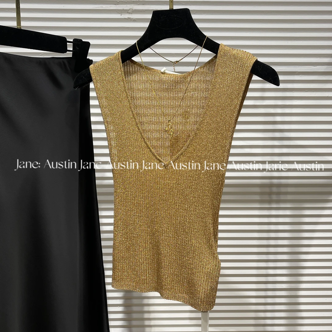 Jane Austin•(茉莉)2025轻奢水晶纱线时尚显瘦塑身无袖气质