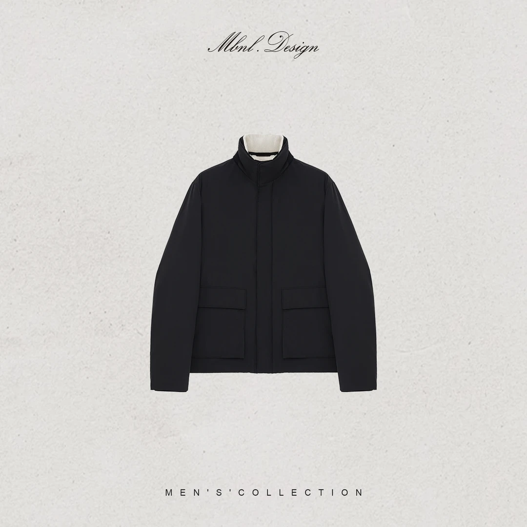 MBNL-F「L.P 航海家」秦磊男装90白鹅绒羊皮革格纹羽绒服LL-WYR7010