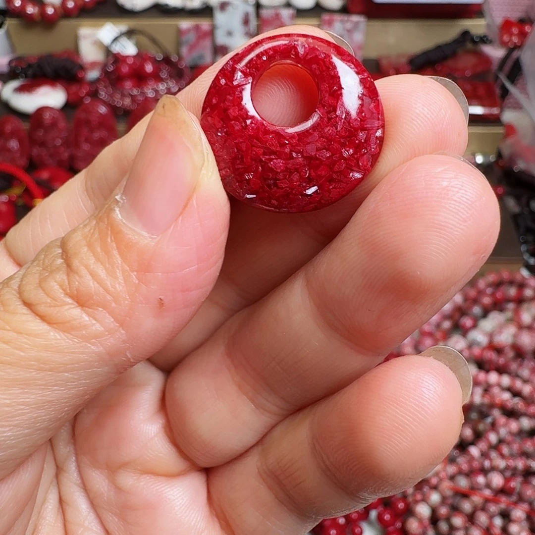 天然辰砂天然晶体，平安扣