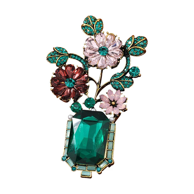 铜合金合成锆石胸针 【88580】梵高花瓶春季百搭时尚女生优雅胸针