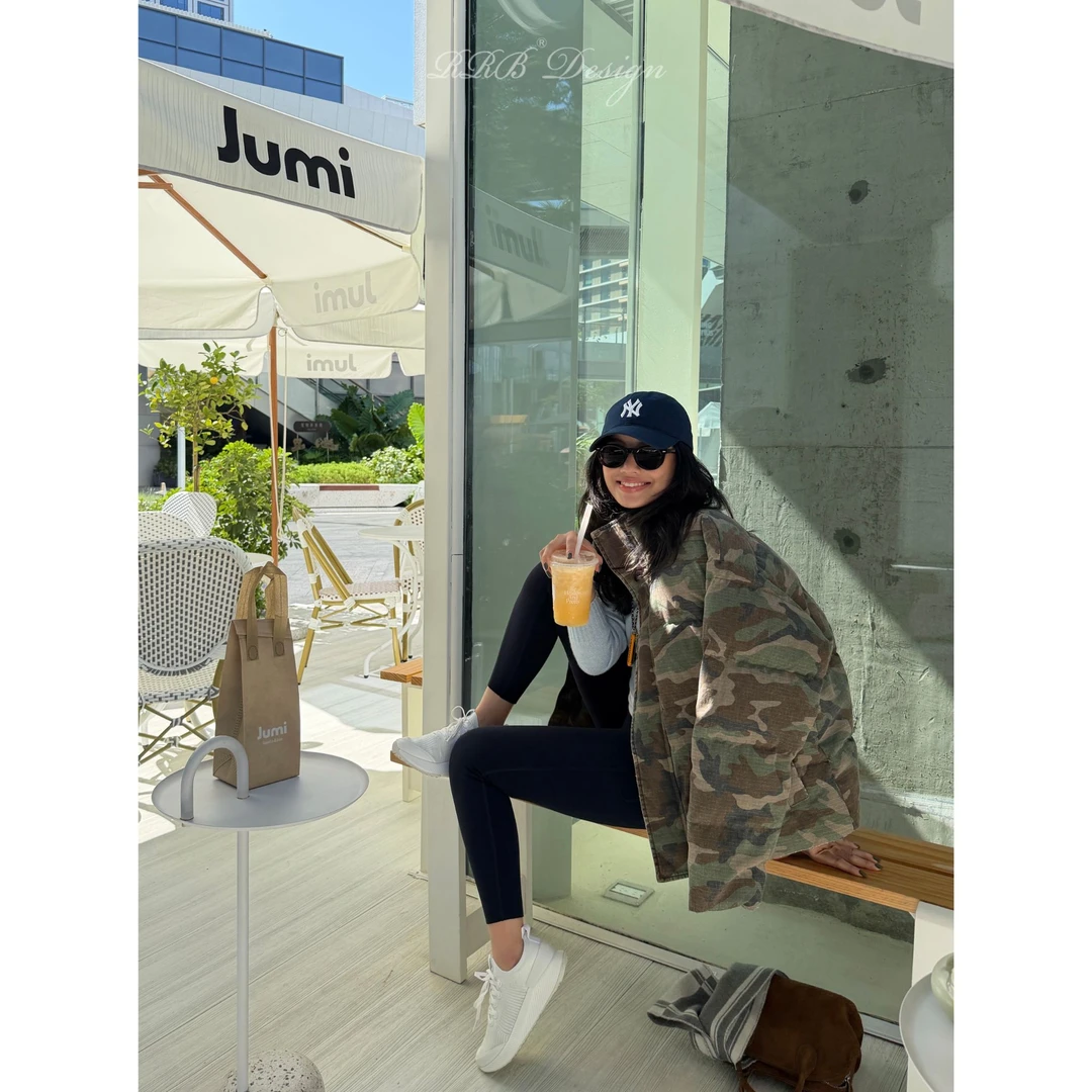 RRB Design 宽松显瘦立领迷彩风时尚百搭保暖长袖羽绒服