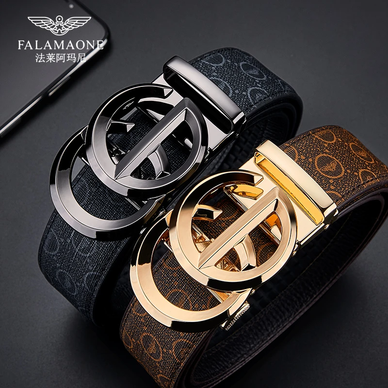 法莱阿玛尼潮流双环扣皮带商务牛皮男士腰带