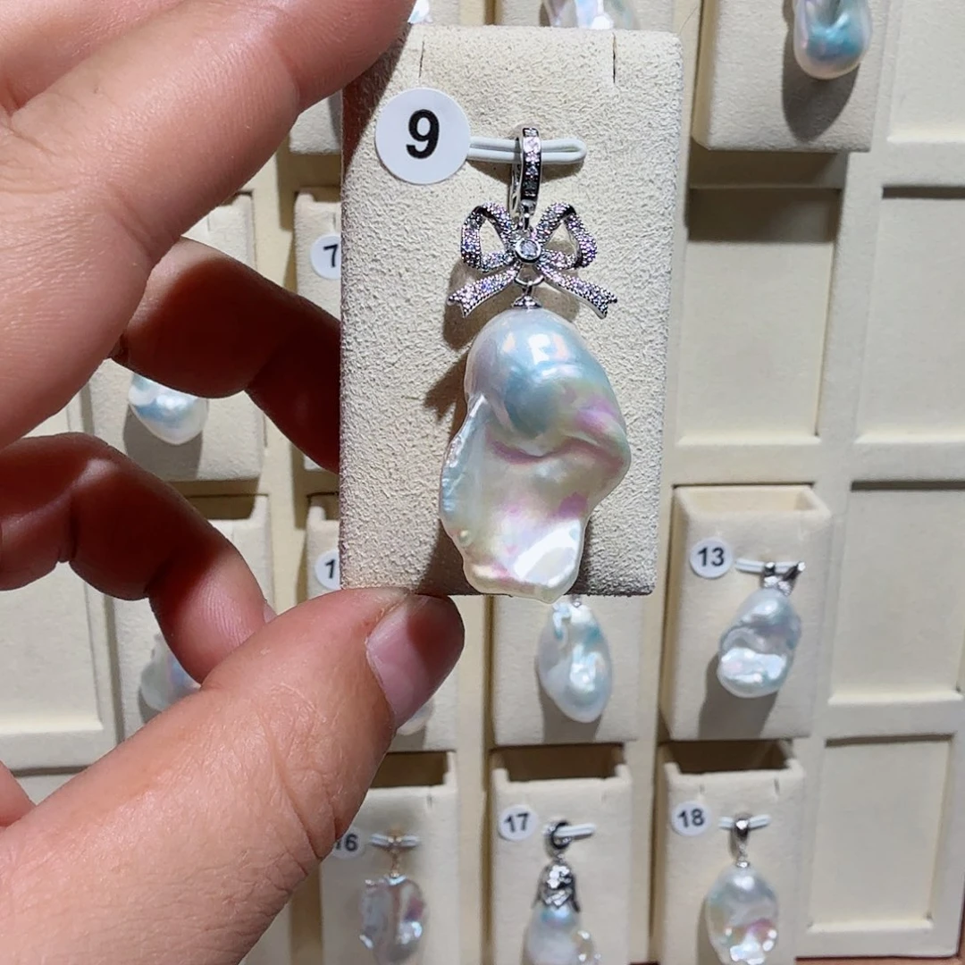 淡水珍珠银S925镶嵌吊坠(不含链)