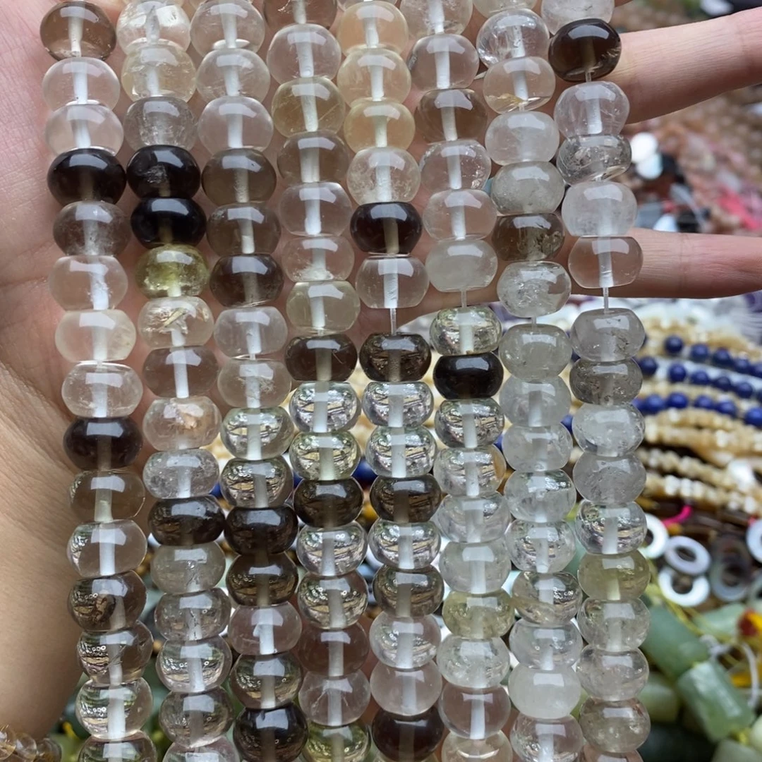 未镶嵌玛瑙/玉髓珠宝半成品一条纯天然微瑕白水晶茶晶隔片8×12mm