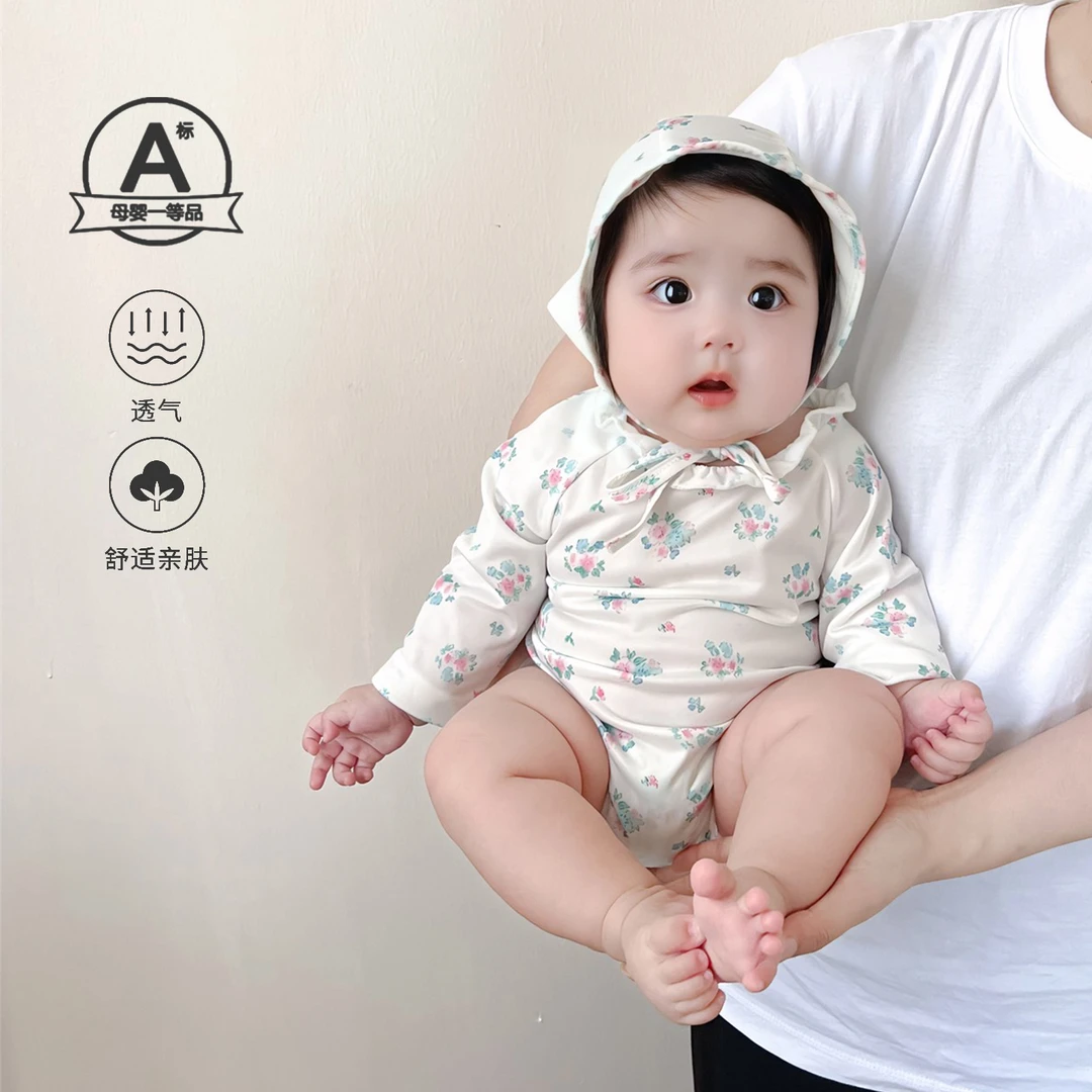 新生婴儿夏季游泳衣儿童可爱卡通长袖连体泳衣宝宝韩版包屁游泳服