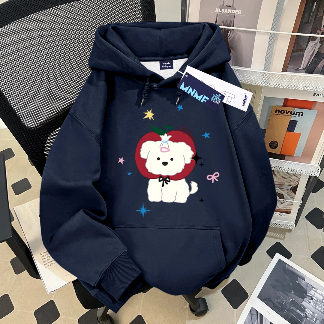 2025秋冬新款女童连帽卫衣卡通小狗印花洋气潮牌百搭中大童上衣服