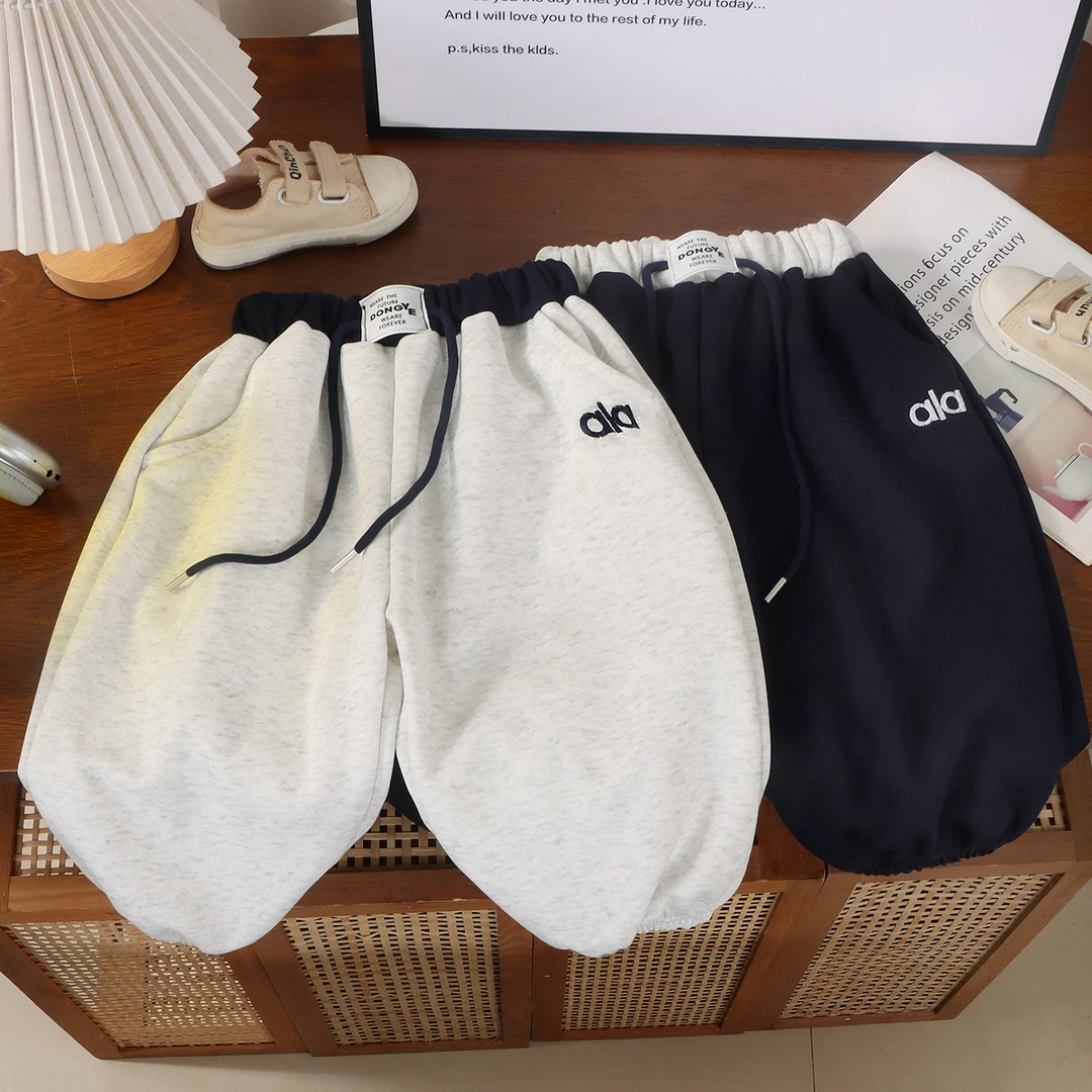 【春秋款】儿童韩系刺绣卫裤宽松男女宝宝百搭洋气休闲束脚裤外穿