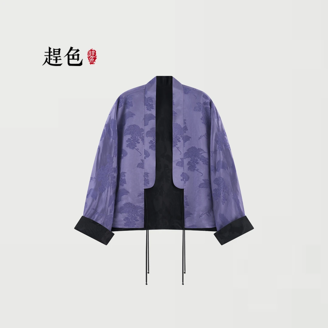 赶色【紫西湖】2025改良新中式国风高级桑蚕丝外套 W5C310522
