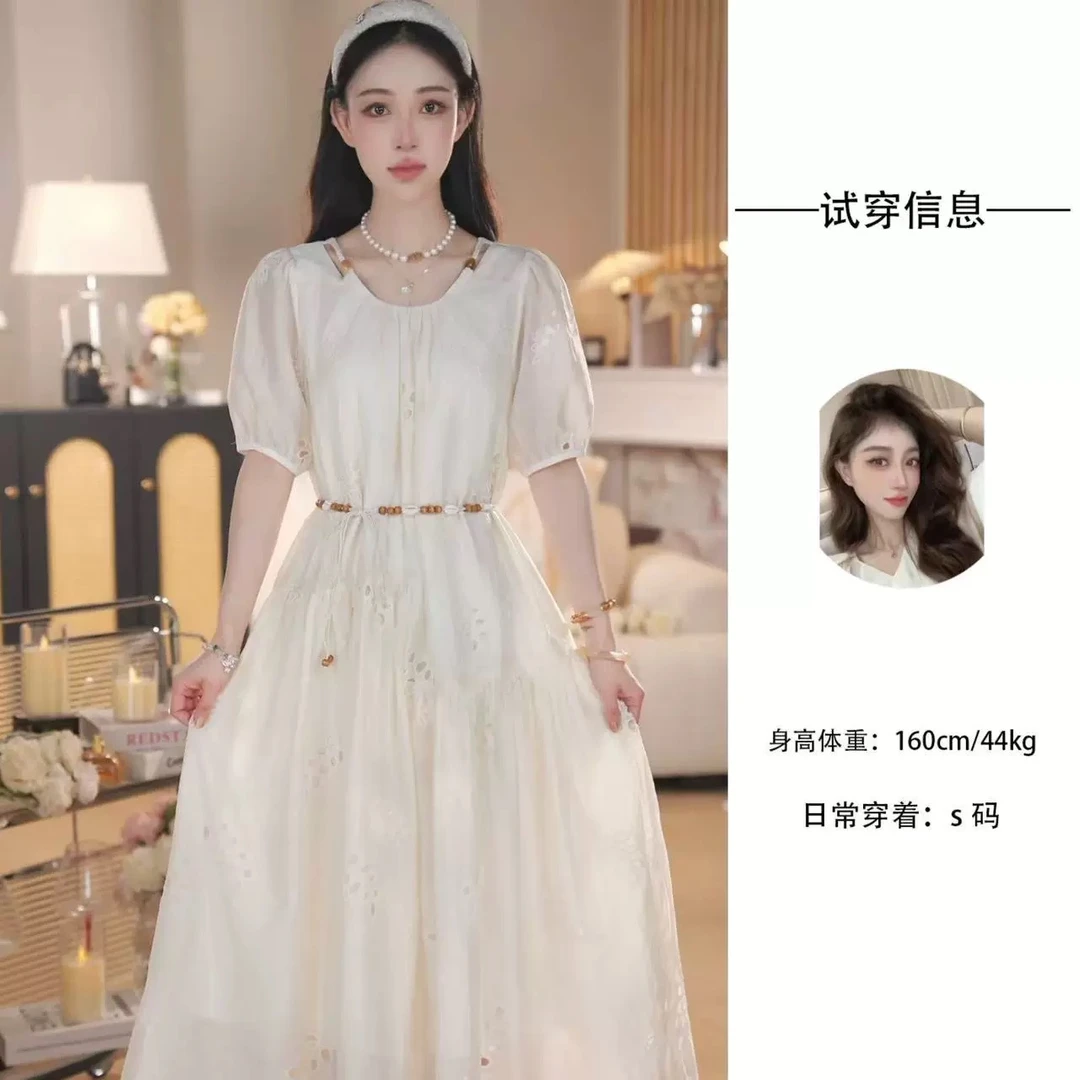 Nash/奈希【繁花】设计感连衣裙2025新款天丝刺绣宽松显瘦法式长裙