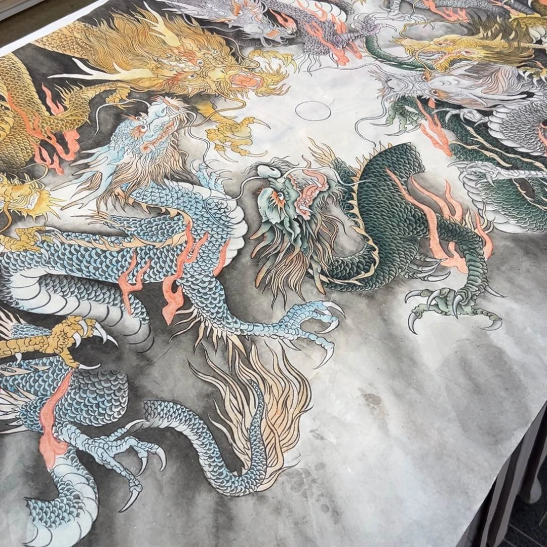 玉***清国画李老师九龙戏珠纳祥瑞