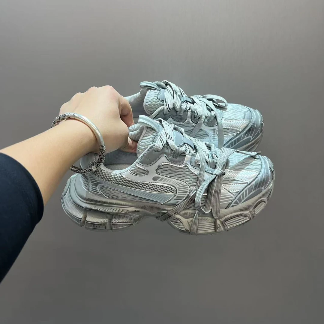 男鞋2025年春夏巴黎老爹鞋透气网面复古男鞋擦做旧潮鞋增高运动鞋