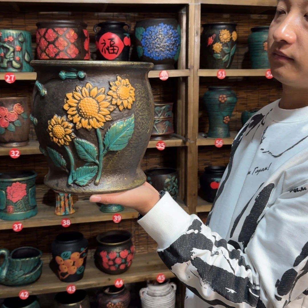 带孔高端浮雕花盆炸炸炸