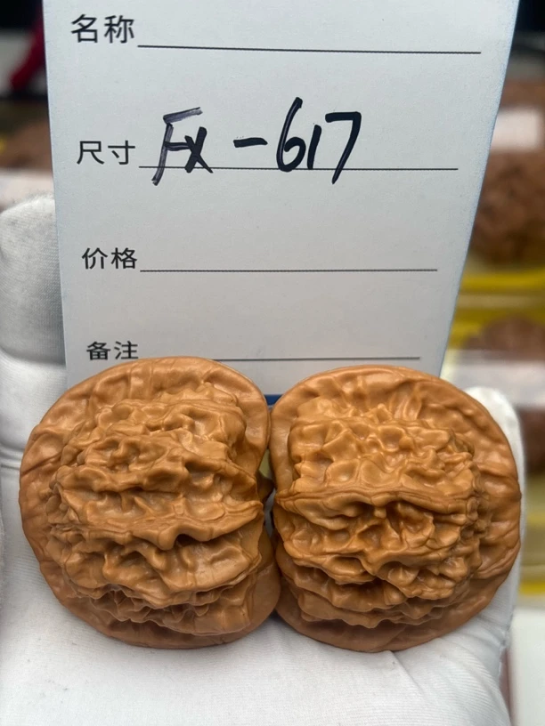 天地文玩核桃，全品已打底，边39.肚38，后期有色红里透着粉