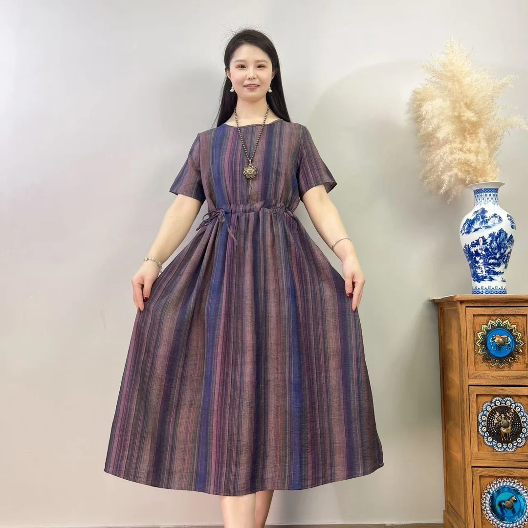 【芳芳专属】夏季新款中老年妈妈连衣裙时尚百搭A字长款大裙摆.