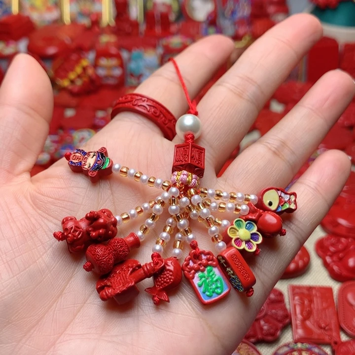 天然辰砂工艺品朱砂手机坠