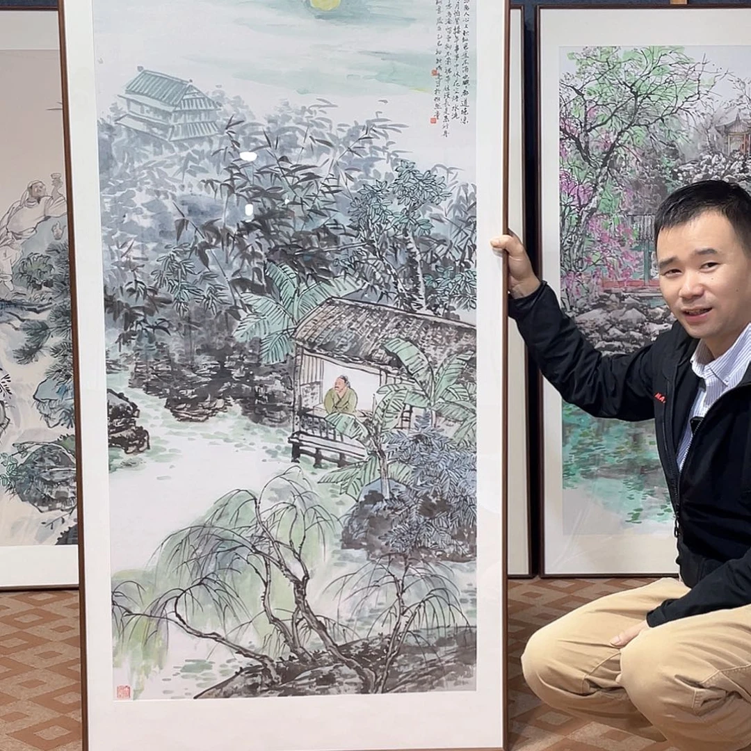 国画手绘画作品带框80/160