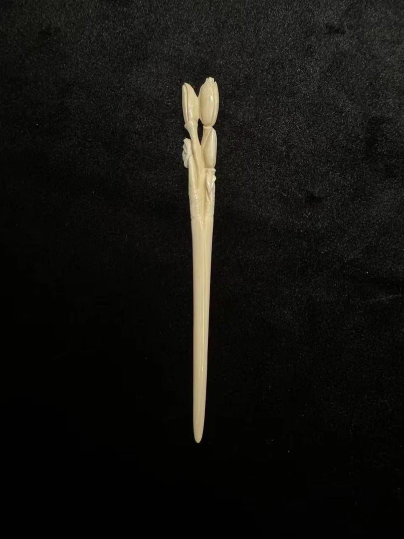 m50394 玉兰花开 天然猛犸牙古典发簪，纯手工，古风古韵