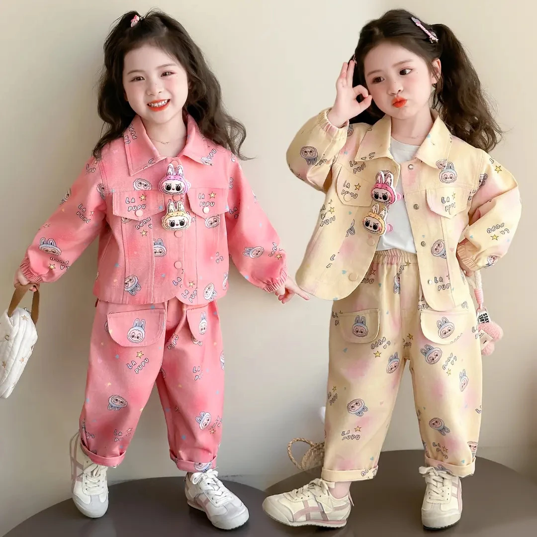 女童牛仔套装洋气韩版儿童拉布布休闲两件套小女孩宝宝春秋装新款