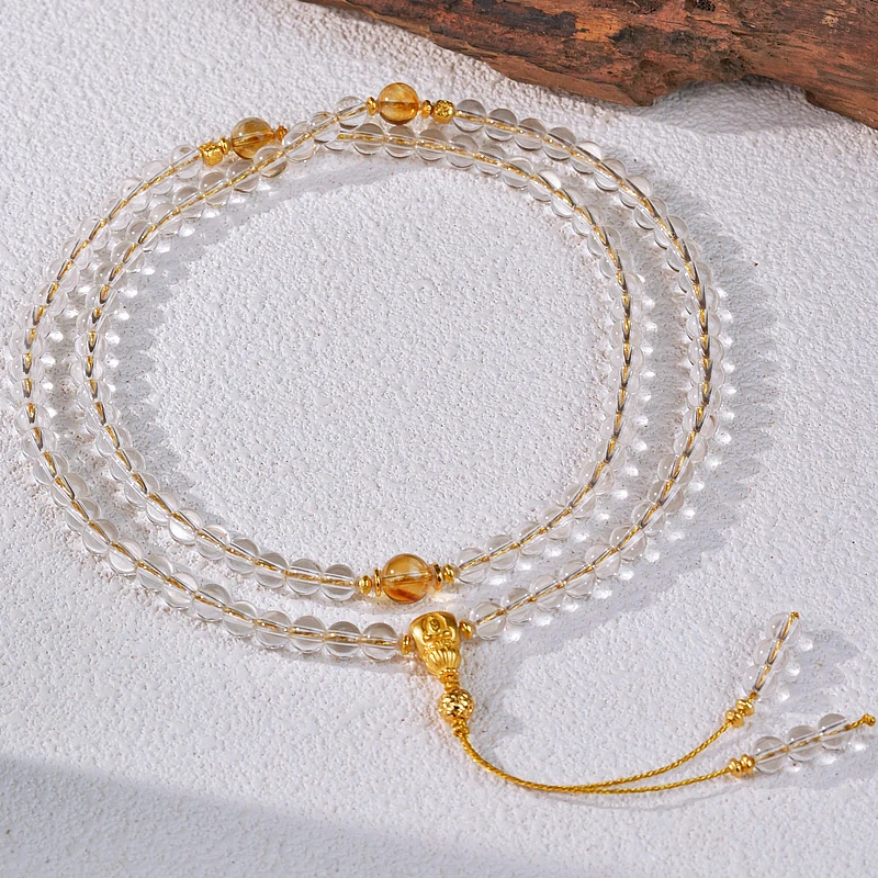 【净障转云·白水晶108颗】水晶项链925（天然珠宝多样性发其一）