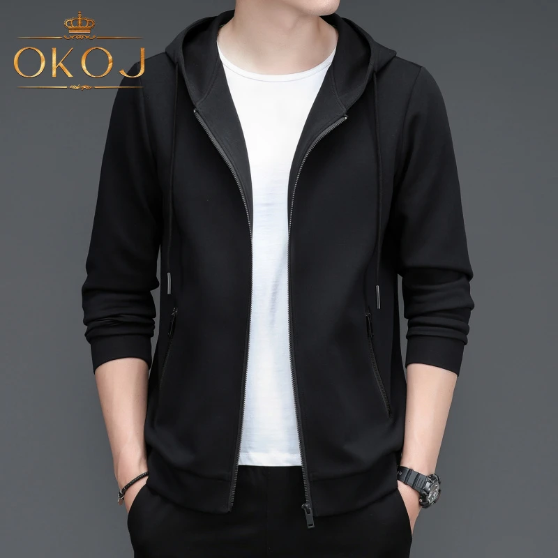 OKOJ运动外套男士上衣时尚休闲连帽开衫秋季新款户外跑步衣服夹克