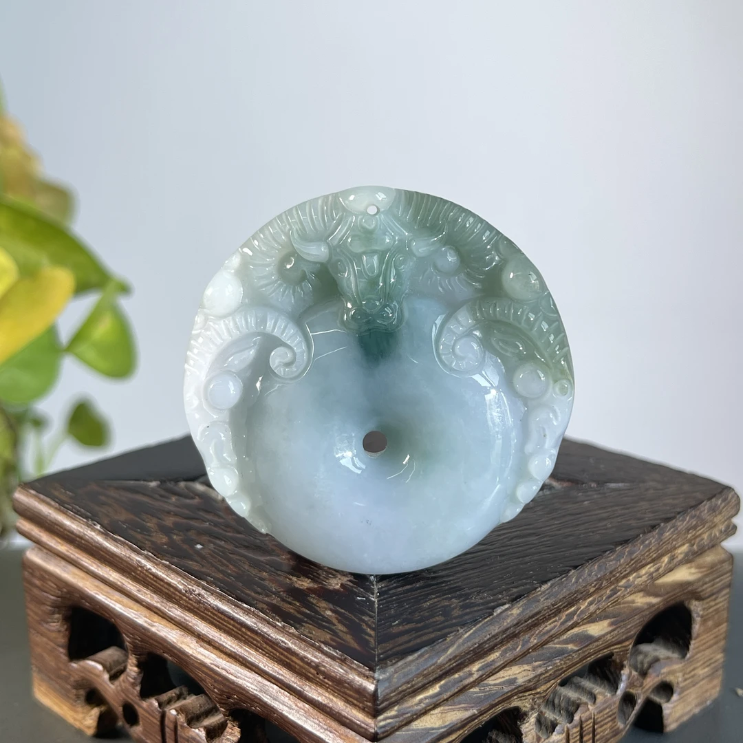 JXA31-100 天然翡翠缅甸A货 仿古扣