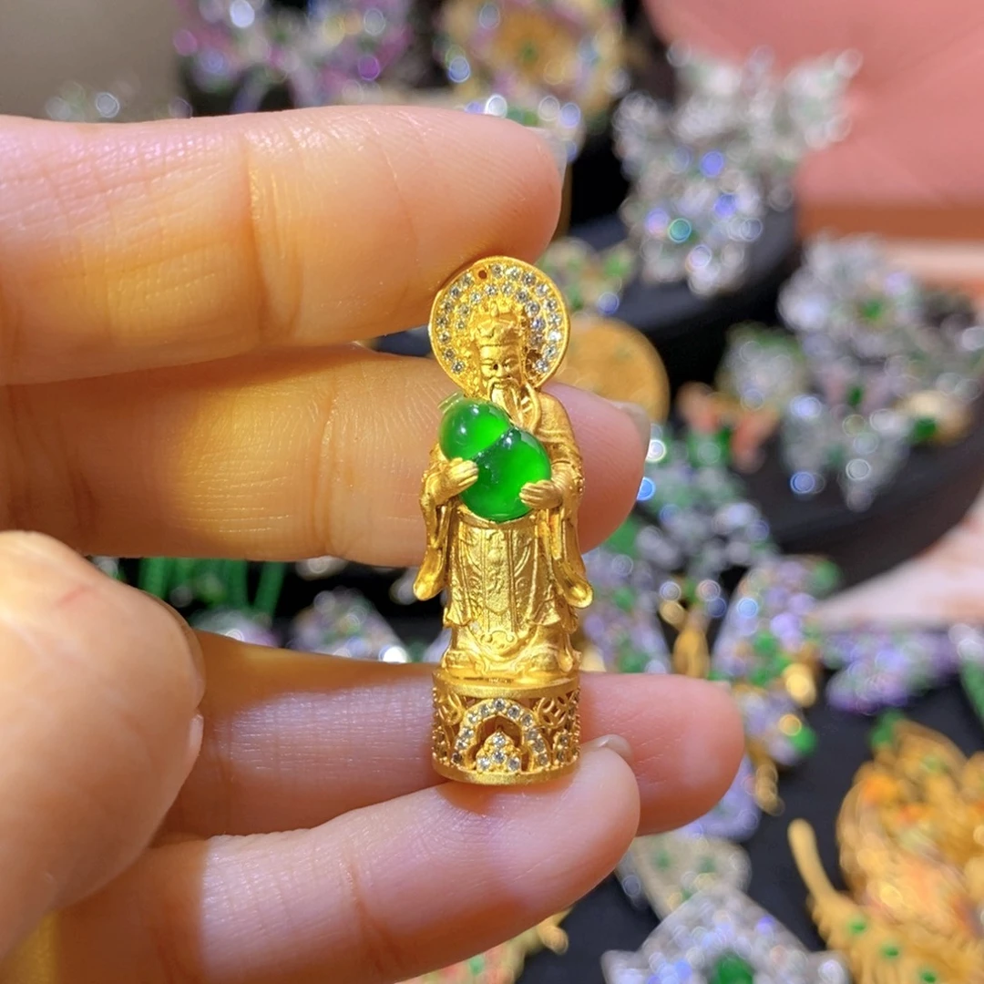 吊坠(不含链)银S925镶嵌翡翠