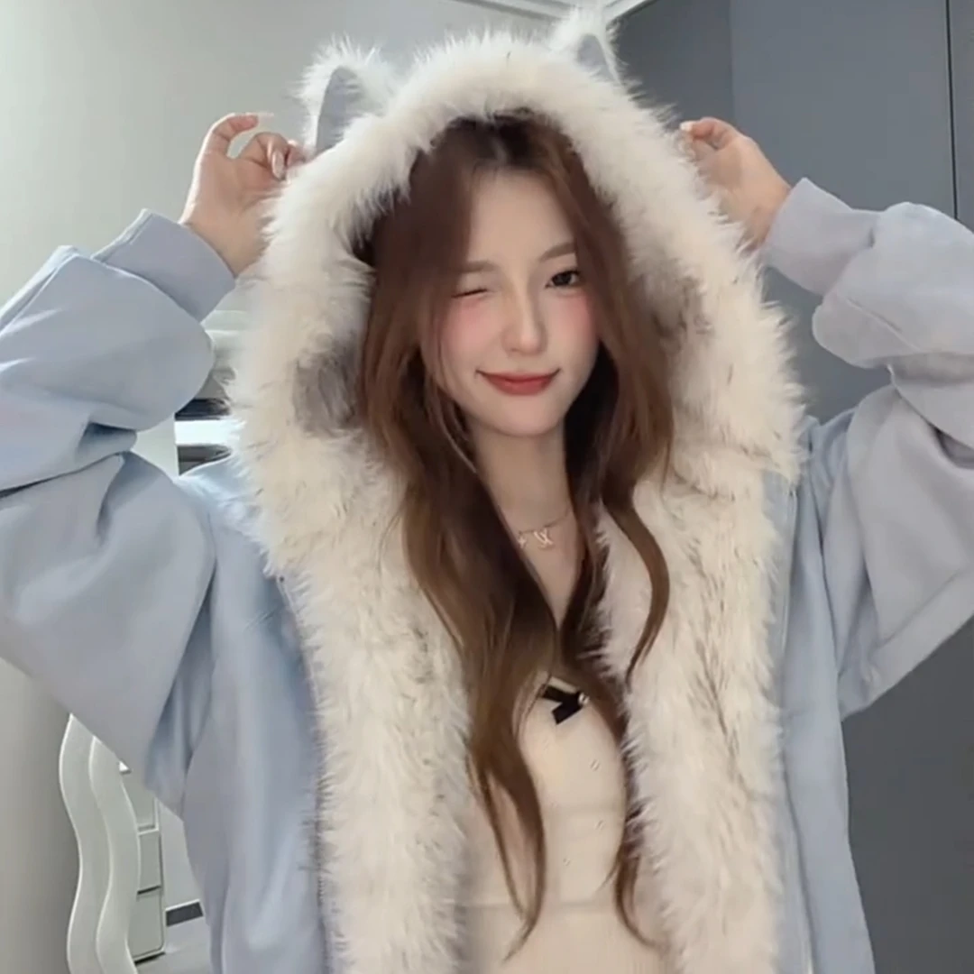 真的好可爱猫耳朵座山雕棉服女2025年新款韩系小个子棉衣冬季外套