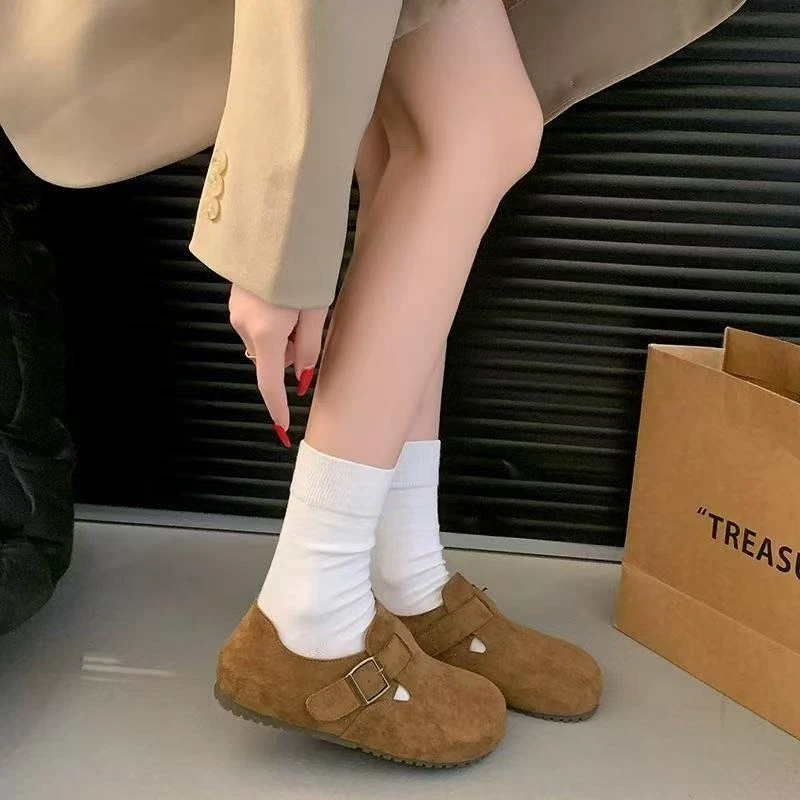 A713大码女鞋全包勃肯鞋2025秋季新款复古一脚蹬勃肯单鞋百搭时尚