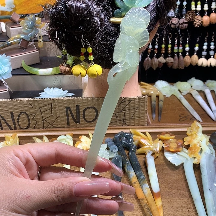 蛇纹石玉合金发饰