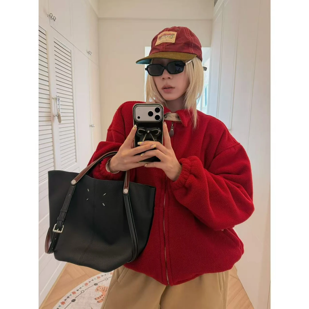 HELLOTANGO《雪夜旅人》秋冬复古加厚保暖摇粒绒休闲立领外套55802#