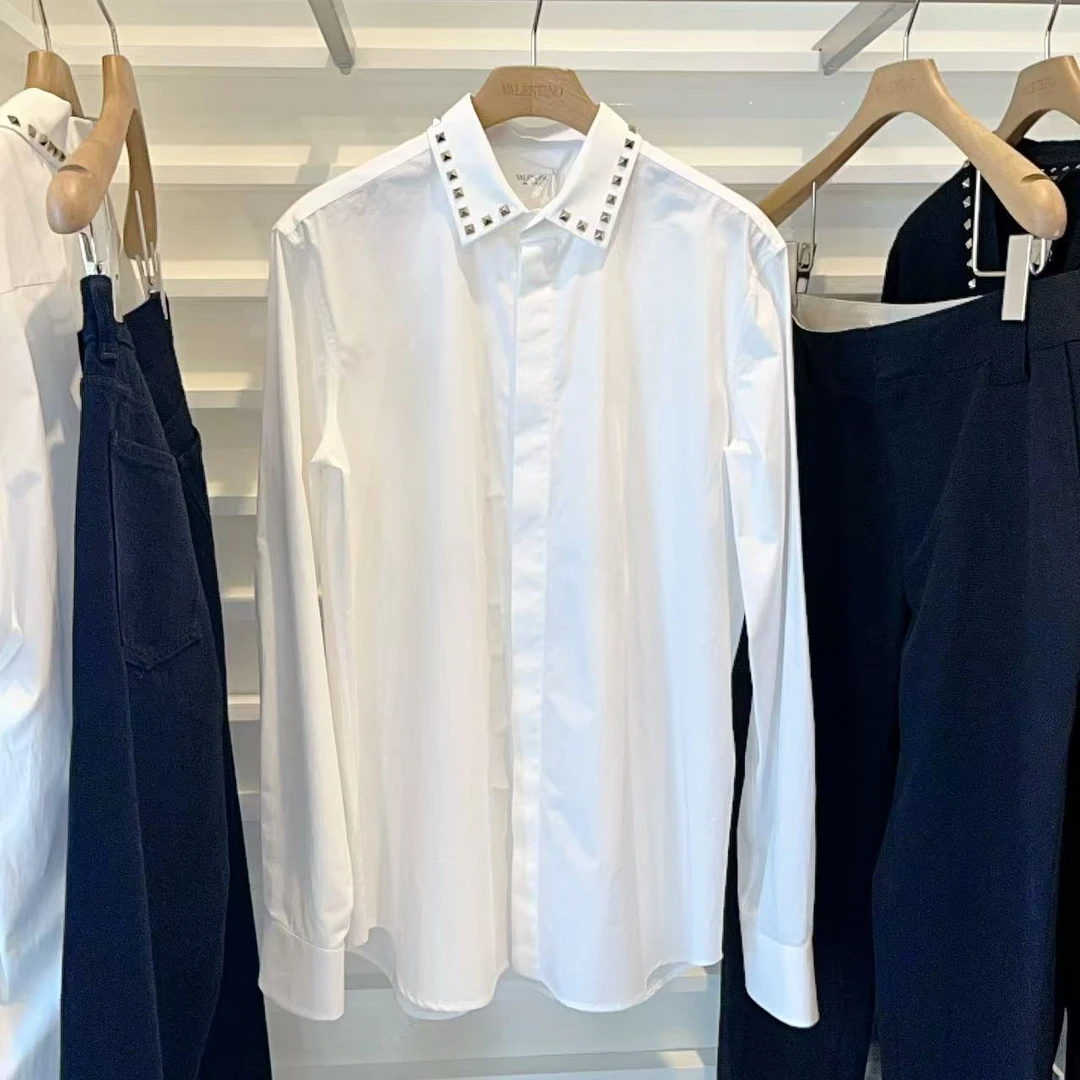 未使用 Valentino/华伦天奴 男士铆钉长袖衬衫
