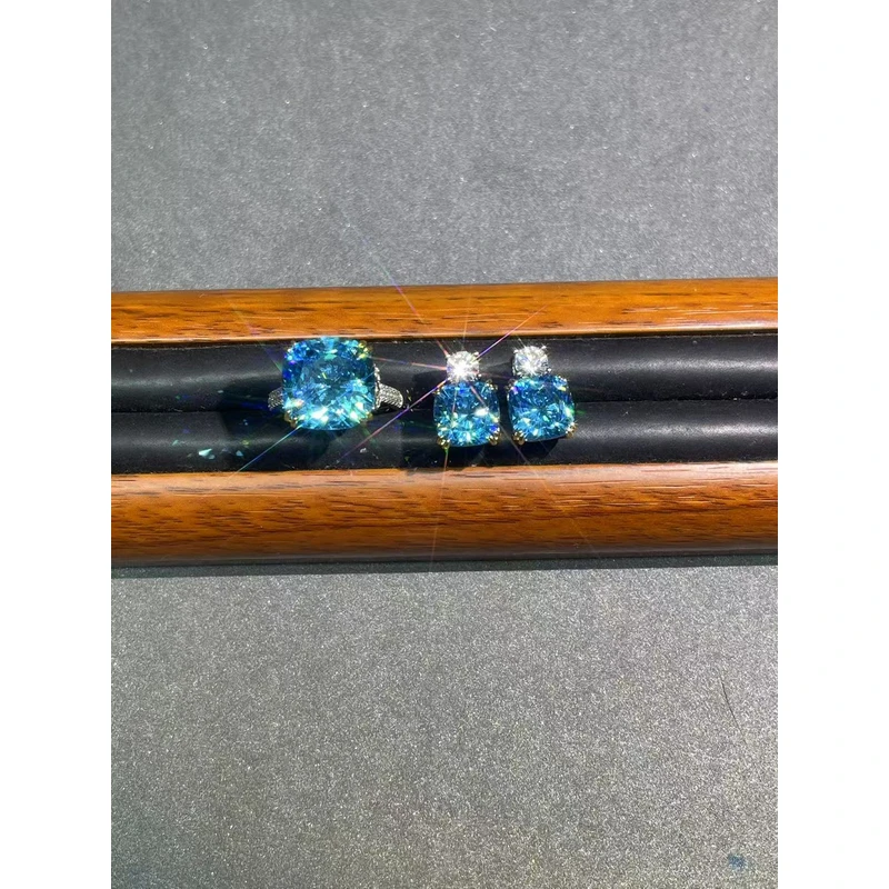 a6267双色蓝色耳钉戒指套装多样发