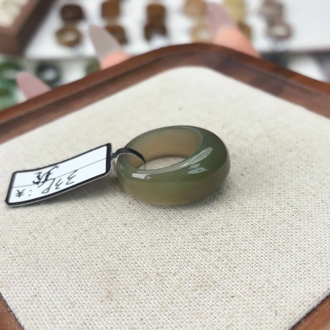 和田玉未镶嵌戒指c62紫翠馒头16.7不退换