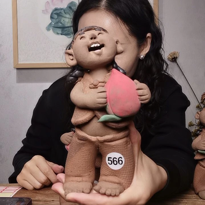 粗砂羲娲娃系列作品陶艺站女娃可*