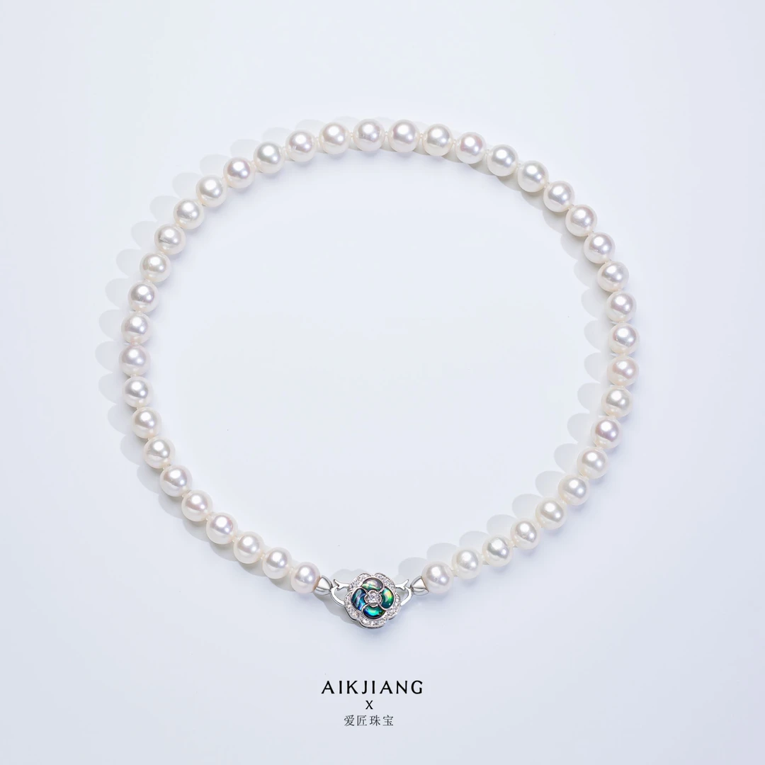 AIKJIANG/爱匠【白总四胎福力】淡水无核9-11mm大点位项链 时尚百搭