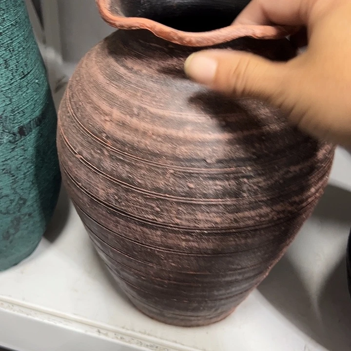 粗陶盆高24口12默认打孔