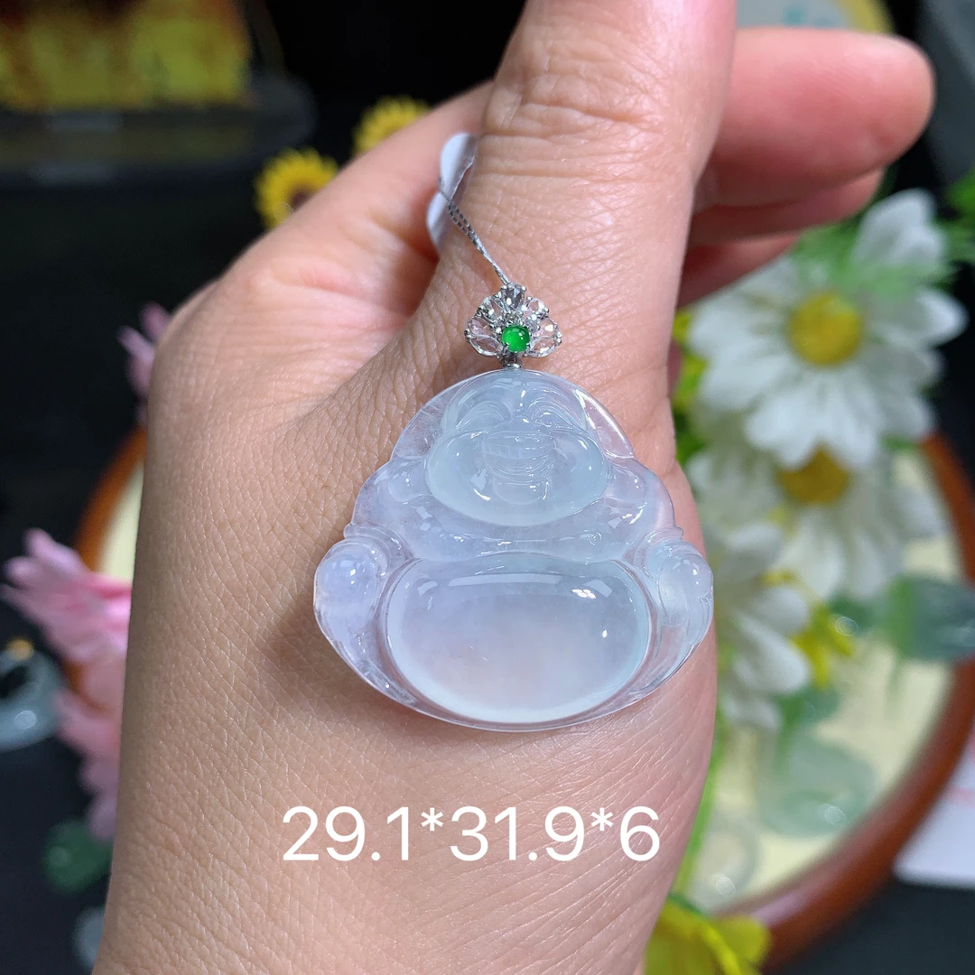 缅甸翡翠A货冰种晴水佛公风吊坠挂件水润百搭精致玉冰气质妈妈精