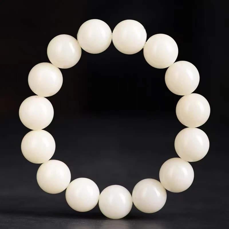 高定天然白玉菩提淡黄文玩手串fs-1000