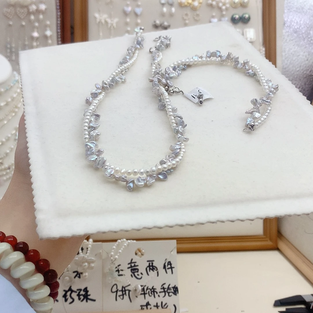 颈饰银S925镶嵌淡水珍珠