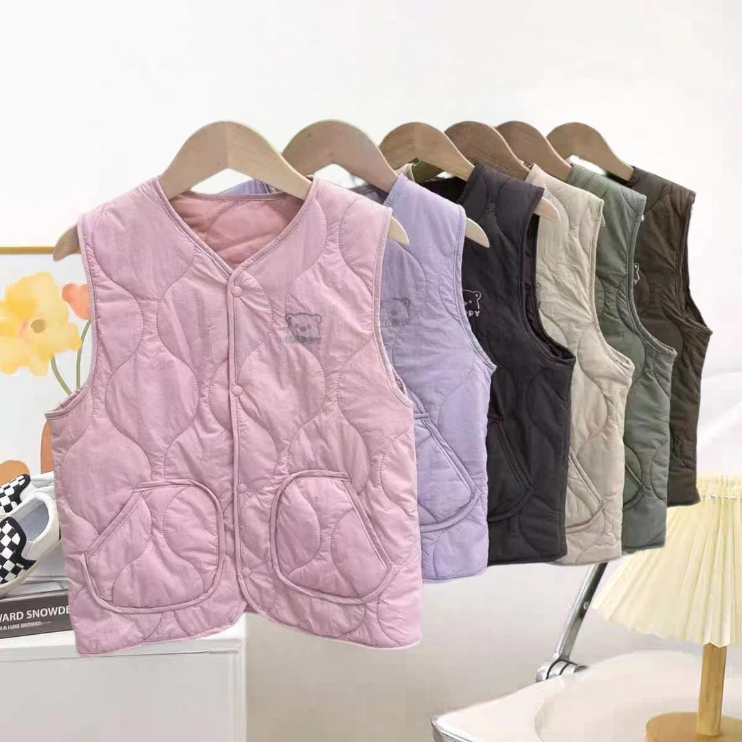 25031男女童棉马甲秋冬外穿背心女童坎肩中大童轻薄马甲