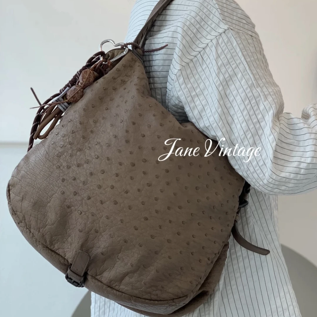 95新 BOTTEGA VENETA/葆蝶家 bv鸵鸟皮单肩包